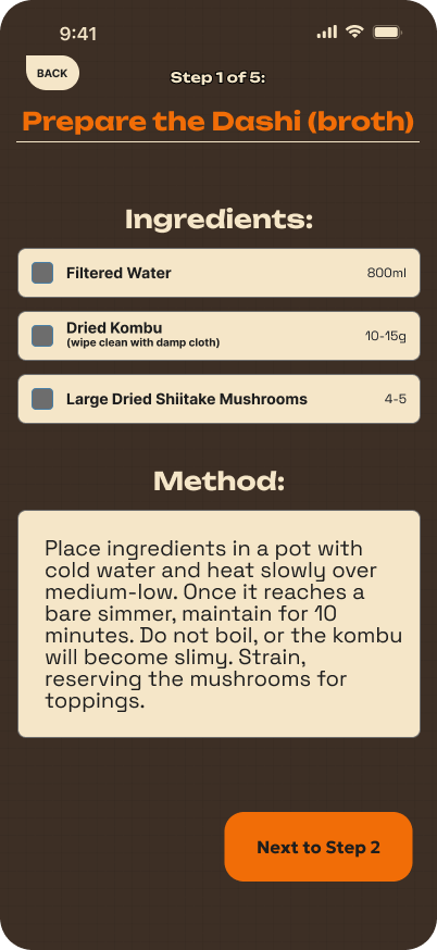COOKA hi-fi: Cook Mode step 1