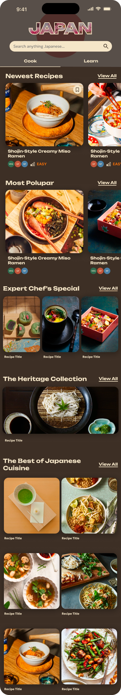COOKA hi-fi: region hub, Cook tab